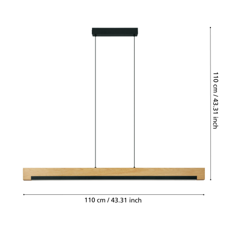 Lustra EGLO Camacho 901737 LED 25,5W 3000K 3100lm 220-240V,50/60Hz L 1100mm x l 60mm x H 1100mm otel/lemn negru/maro plastic alb IP20 [4]