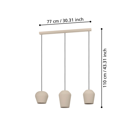 Lustra EGLO Cambaito 900143 E27 3X40W 220-240V,50/60Hz L 895mm x l 195mm x H 1100mm otel sandy  IP20 [2]