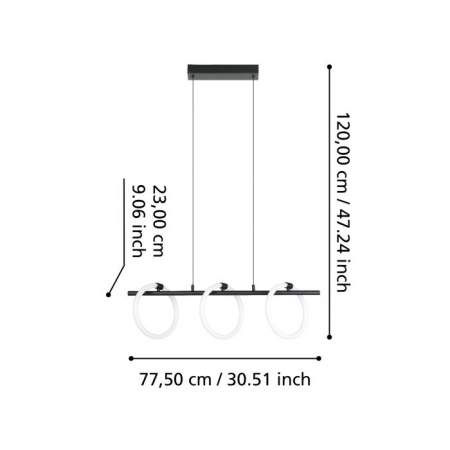 Lustra EGLO CARANACOA LED 3X9W 3600lm 3000K Negru Alb IP20 [2]