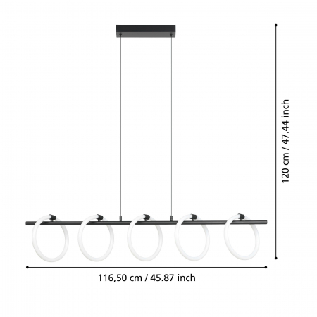 Lustra EGLO CARANACOA LED 5X7W 7000lm 3000K Negru Alb IP20 [2]
