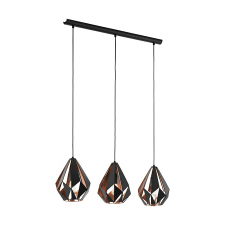 EGLO INTERIOR - Lustra EGLO CARLTON 1 49991, E27 3x60W, Negru/cupru
