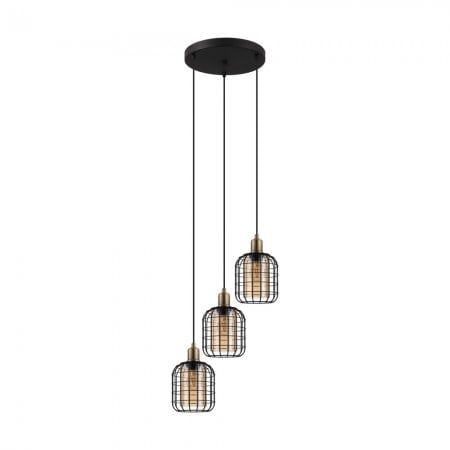 BLACK FRIDAY 2024 - Lustra Eglo Chisle, negru, sticla ambra, 3XE27, D.42 cm, 43499
