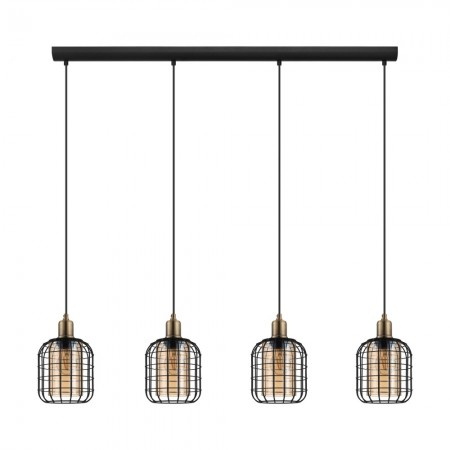 EGLO INTERIOR - Lustra Eglo Chisle, negru, sticla ambra, 4XE27, L.130 cm, 43528