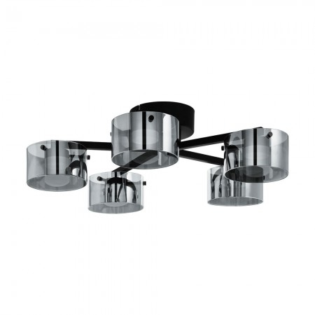 BLACK FRIDAY 2024 - Lustra Eglo Copillos, negru mat, sticla fumurie, LED, 35W, 2850 lumeni, alb cald 3000K, D.65 cm, 39874