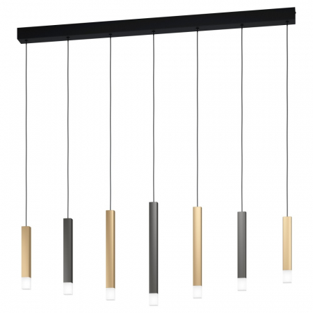 BLACK FRIDAY 2024 - Lustra EGLO ESTANTERIOS 39906, LED 7X3.2W, 2520lm, 3000K, Aluminiu, Otel, Negru, Maro, Auriu, Plastic, Satinat
