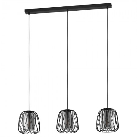 EGLO INTERIOR - Lustra Eglo Floresta, negru mat, sticla fumurie, 3XE27, L.89 cm, 99706