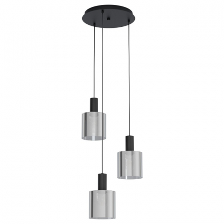BF LUSTRE - Lustra EGLO GOROSIBA 98754, E27 3X40W Ø410mm, Negru, sticla efect oglinda, negru transparent