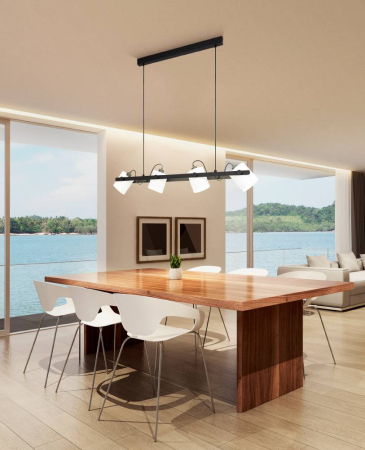 Lustra EGLO Hornwood 1 43425 E27 4X28W 220-240V,50/60Hz L 1100mm x l 180mm x H 1100mm otel/lemn negru tesatura alba IP20 [2]