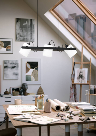 Lustra EGLO Hornwood 1 43426 E27 3X28W 220-240V,50/60Hz L 780mm x l 195mm x H 1100mm otel/lemn negru tesatura alba IP20 [2]