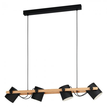 Lustra EGLO Hornwood 43424 E27 4X28W 220-240V,50/60Hz L 1100mm x l 180mm x H 1100mm otel negru/crem lemn maro IP20