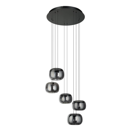 ILUMINAT INTERIOR - Lustra EGLO Hortunas 390434 LED 5X5,8W 3000K lm 220-240V,50/60Hz H 1500mm x Ø500mm otel negru sticla vaporizata negru transparent IP20