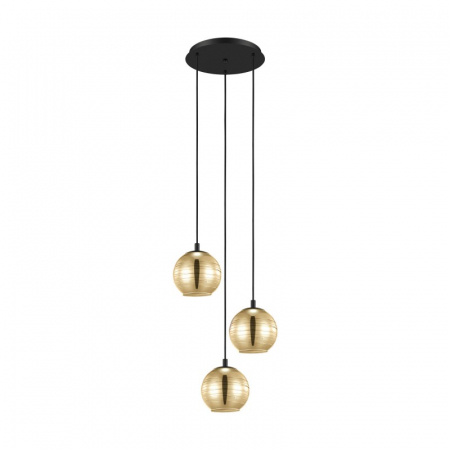 BF LUSTRE - Lustra EGLO LEMORIETA 39685, E27 3X40W Ø440mm Negru, sticla aurie