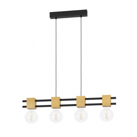 ILUMINAT INTERIOR - Lustra EGLO LEVANTARA 390191, 4X40W otel, lemn, negru, maro