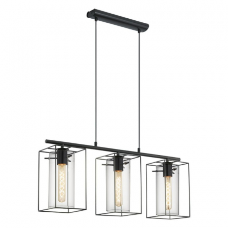 BLACK FRIDAY - Lustra EGLO LONCINO, E27, 3X60W, Otel, Sticla, Negru - 49496