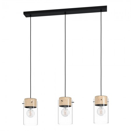 BLACK FRIDAY - Lustra Eglo Madreselva, negru, sticla transparenta, 3XE27, L.119 cm, 43546