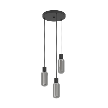 Lustra EGLO Maione 901004 E27 3X4W 220-240V,50/60Hz H 1100mm x Ø300mm otel negru sticla vaporizata gri IP20