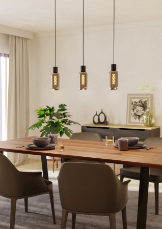 Lustra EGLO Maione 901005 E27 3X4W 220-240V,50/60Hz L 770mm x l 90mm x H 1100mm otel negru sticla vaporizata gri IP20 [5]