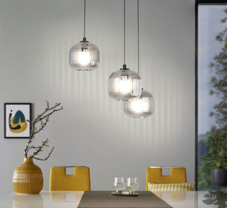 Lustra EGLO Mantunalle 1 99373 E27 3X40W 220-240V,50/60Hz H 1100mm x Ø620mm otel negru sticla vaporizata negru transparent IP20 [2]