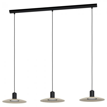 EGLO INTERIOR - Lustra Eglo Mayazes, negru, lemn, 3XGU10, 15W, 1200 lumeni, alb cald 3000K, L.105 cm, 39912
