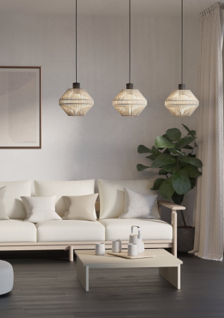 Lustra EGLO Midsumer 44001 E27 3X40W 220-240V,50/60Hz L 920mm x l 220mm x H 1100mm otel negru tesatura crem IP20 [4]