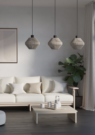 Lustra EGLO Midsumer 44001 E27 3X40W 220-240V,50/60Hz L 920mm x l 220mm x H 1100mm otel negru tesatura crem IP20 [1]