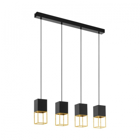 ALEGE SPATIUL - Lustra EGLO Montebaldo, 4xGU10, 4x5W, Otel, Negru/Auriu - 97734
