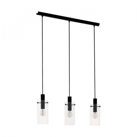 EGLO INTERIOR - Lustra EGLO MONTEFINO, E27, 3X60W, Otel, Negru, Sticla - 97367