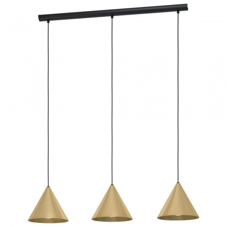 BF LUSTRE - Lustra EGLO NARICES 99592, E27 3X40W, Otel, Negru, Otel, Alama periata, Auriu