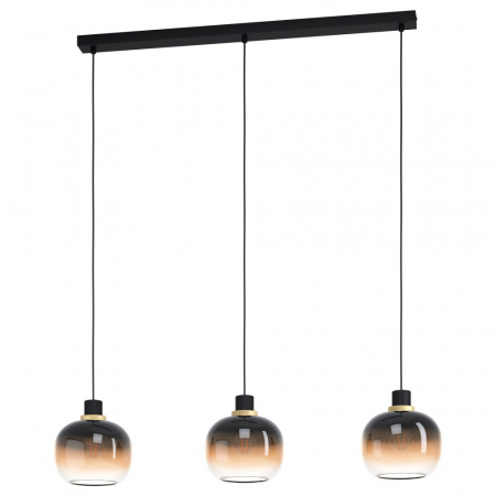 BF LUSTRE - Lustra EGLO OILELLA 99615, E27 3X40W, Otel, Negru, Alama, Sticla aburita