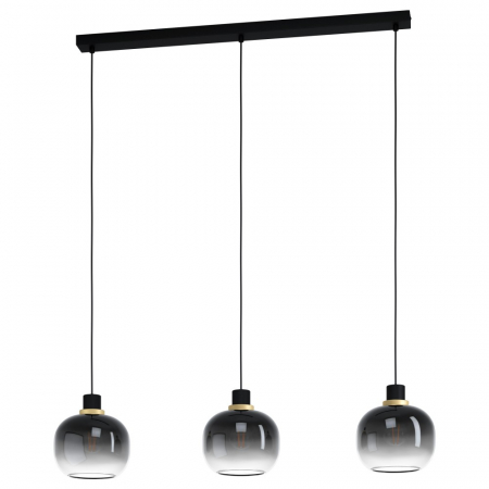 BF LUSTRE - Lustra EGLO OILELLA 99617, E27 3X40W, Otel, Negru, Alama, Sticla aburita