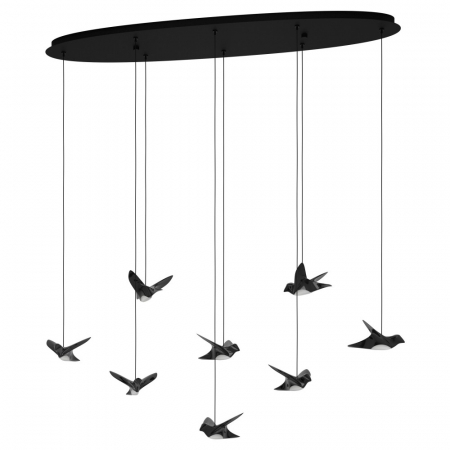 EGLO INTERIOR - Lustra EGLO PARATEBUENO 390055, LED 8X4,2W 4000lm 3000K, Negru, Nichel, Satinat
