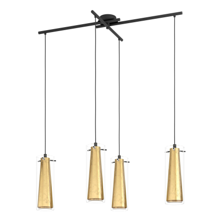 Lustra EGLO Pinto Gold 97653 E27 4X40W 220-240V,50/60Hz L 905mm x l 360mm x H 1100mm otel negru sticla gold transparent IP20