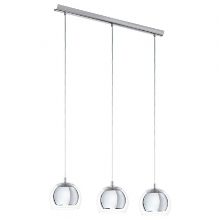 BF LUSTRE - Lustra EGLO Rocamar, 3xE27, 3x40W, Otel/Sticla, Crom-Transparent - 94593