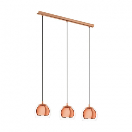 BF LUSTRE - Lustra EGLO Rocamar, 3xE27, 3x40W, Otel/Sticla, Cupru-Transparent - 94591