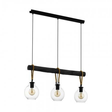 Lustre - Lustra Eglo Roding, sticla, fibra naturala, 3xE27, L.88 cm, 43618