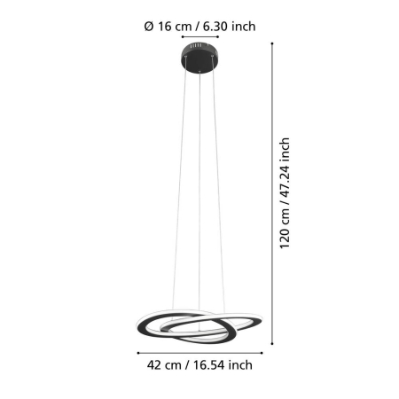 Lustra EGLO Rolimare 99396 LED 35W 4000K 5500lm 220-240V,50/60Hz H 1100mm x Ø420mm aluminiu/otel negru plastic alb IP20 [1]