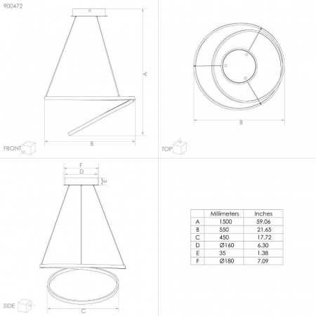 Lustra EGLO RUOTALE 900472, LED 37W 4800lm 3000K Ø550, Negru, Alb [1]