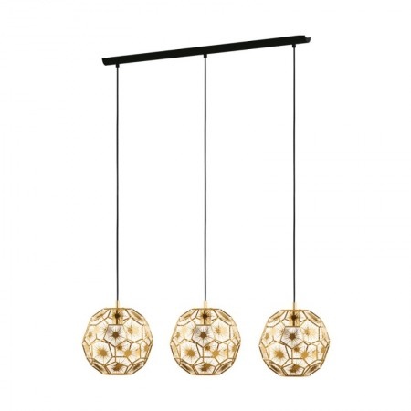 BF LUSTRE - Lustra Eglo Skoura, negru, abajur alama, 3XE27, 39757