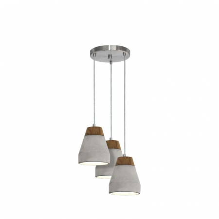 BF LUSTRE - Lustra EGLO Tarega, 3xE27, 3x60W, Otel/Lemn, Maro/Ciment - 95526