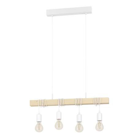 Lustre - Lustra EGLO Townshend 43704 E27 4X60W 220-240V,50/60Hz L 700mm x l 105mm x H 1100mm otel alb lemn maro IP20