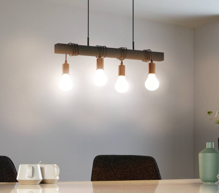 Lustra EGLO Townshend 44061 E27 4X40W 220-240V,50/60Hz L 700mm x l 105mm x H 1100mm otel/lemn negru  IP20 [1]