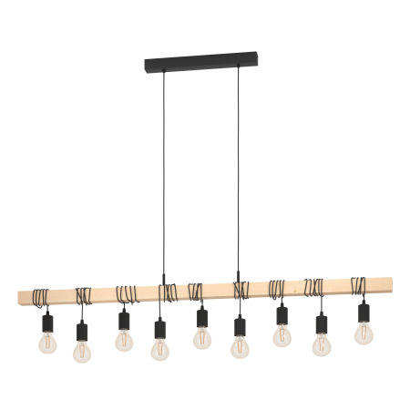 ILUMINAT - Lustra EGLO Townshend 44099 E27 9X60W 220-240V,50/60Hz L 1500mm x l 100mm x H 1100mm otel/lemn negru/maro  IP20