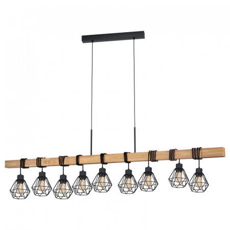 Lustra EGLO TOWNSHEND 5 43134, E27 9X60W , Otel, lemn, negru, maro