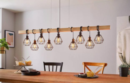 Lustra EGLO Townshend 5 44077 E27 9X60W 220-240V,50/60Hz L 1500mm x l 200mm x H 1100mm otel/lemn negru/maro  IP20 [2]