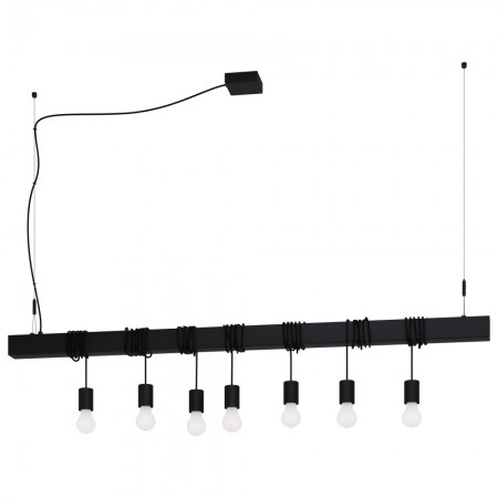 BLACK FRIDAY 2024 - Lustra Eglo Townshend-B, industrial, negru mat, 7XE27, L.150 cm, 39938