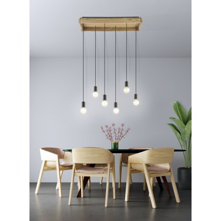 Lustra Eglo Wootton, lemn, metal, 6XE27, 43592 [1]