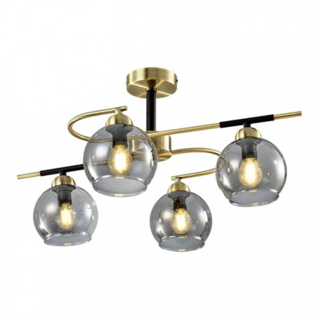 Lustre - Lustra Elmark Bill, bronz, sticla fumurie, 4XE27, L.60 cm, 955BILL4