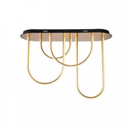 Lustre - Lustra Elmark Elin, negru/auriu, LED, 75W, 4800 lumeni, alb cald 3000K, L.90 cm, 955ELIN3075