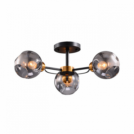 Lustra Elmark Ellaria, negru, sticla fumurie, 3XE27, 955ELLARIA3 [1]