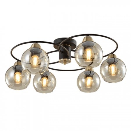 MASTER SALES - Lustra Elmark Jay, negru mat, sticla ambra, 6XE27, D.61 cm, 955JAY6
